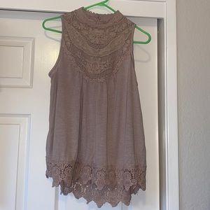 Brown lace blouse tank top